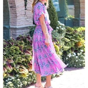 Short sleeve maxi dress - beautiful print
